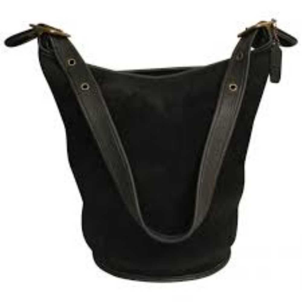 1996 VINTAGE LUXURIOUS lovely Coach Berkeley XL BLACK Bucket Duffle bag - Picture 2 of 13
